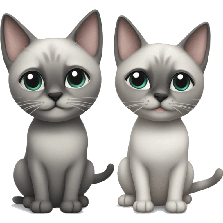 Two grey cats siamese  emoji