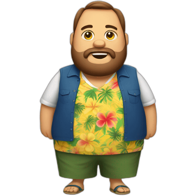 fat guy with yellow hawaiian skirt beard emoji