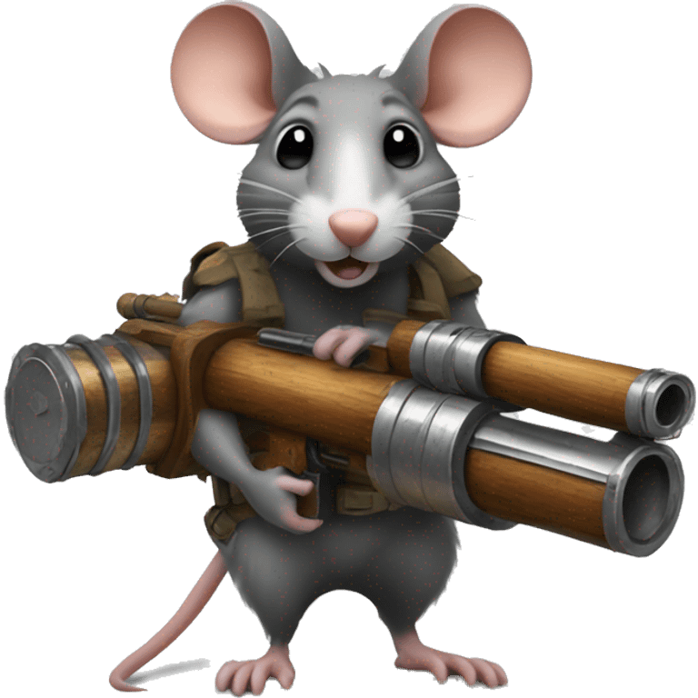 Rat with a multi barrel minigun made of wood and metal  emoji