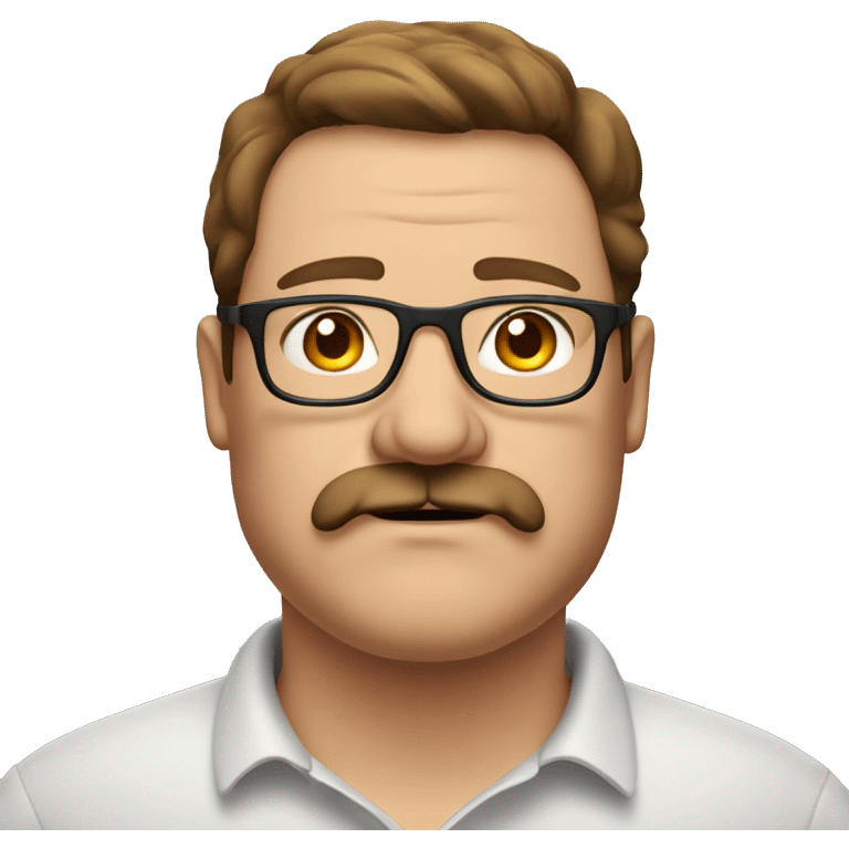 Obese middle age man with mustache and brown hair and glasses emoji