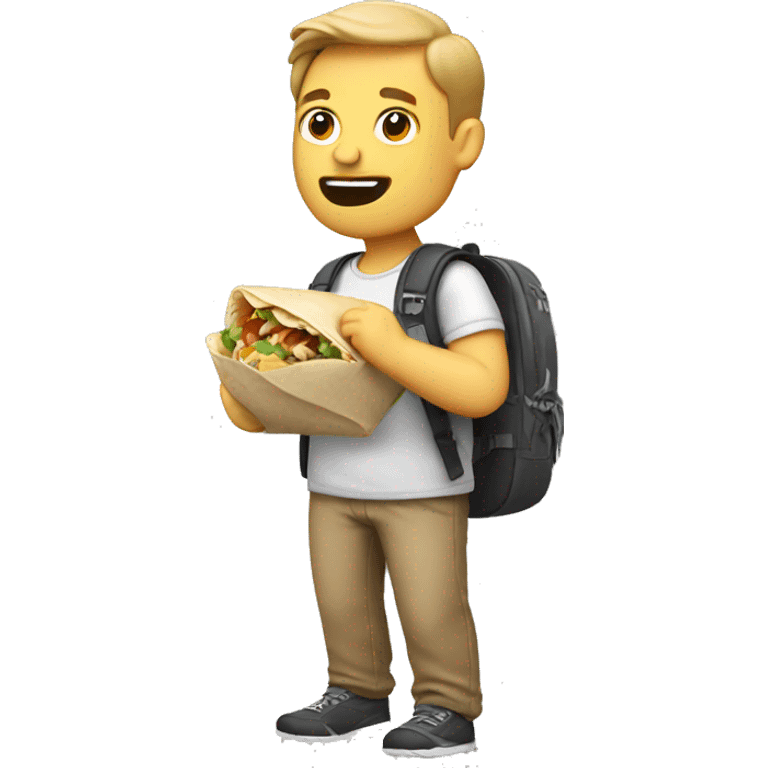 white guy with backpack eating a burrito emoji