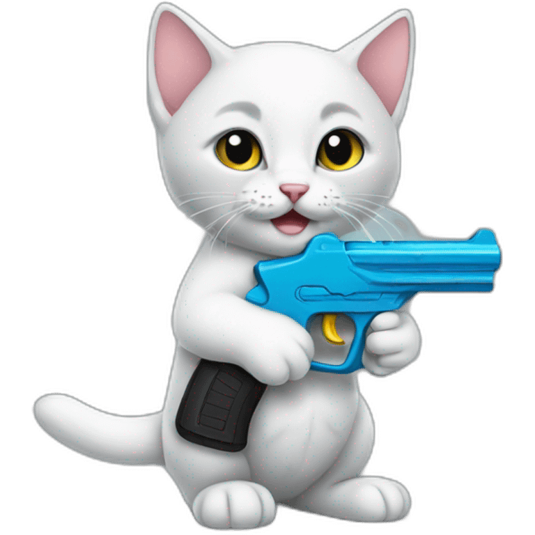 kitten holding a waterpistol emoji