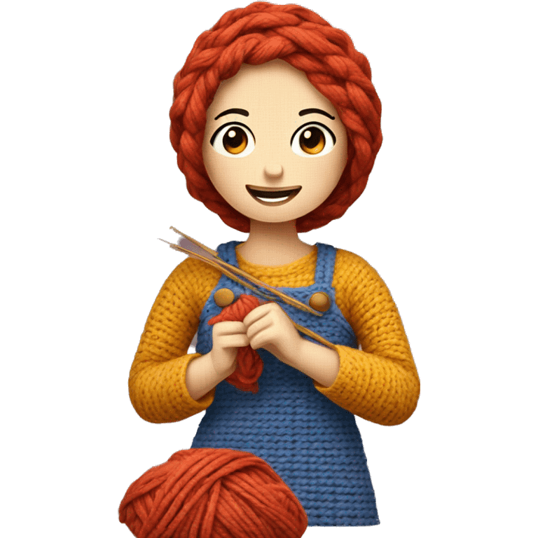 Yarn girl crocheting  emoji