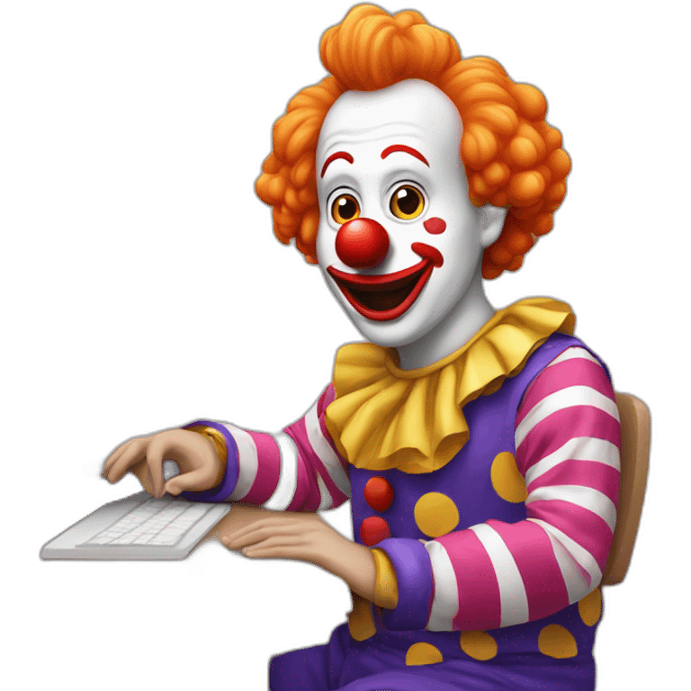 clown sitting in front of computer emoji