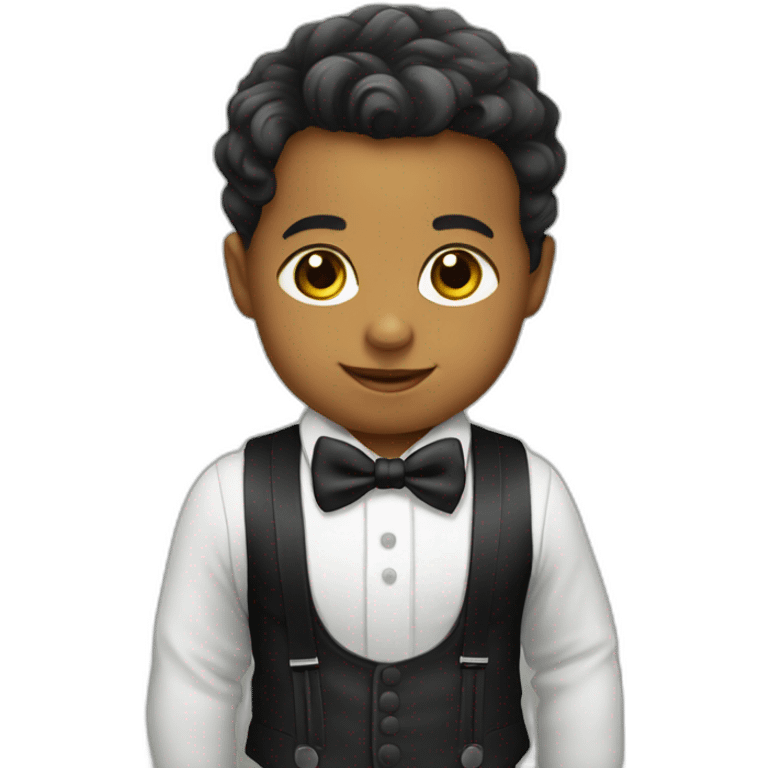 baby wearing suit with suspenders and bowtie emoji