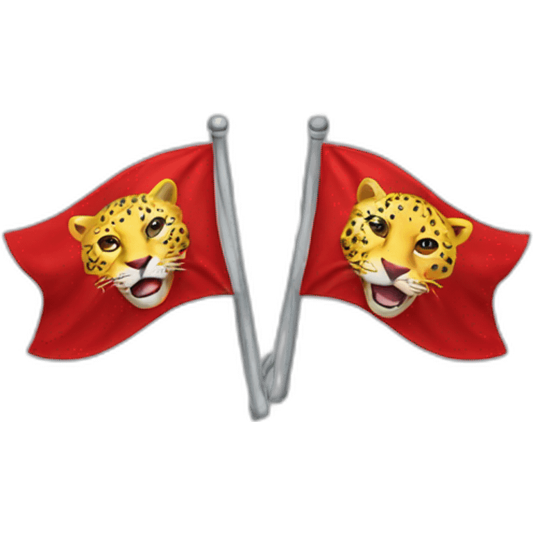 red flag with two yellow leopards on it emoji