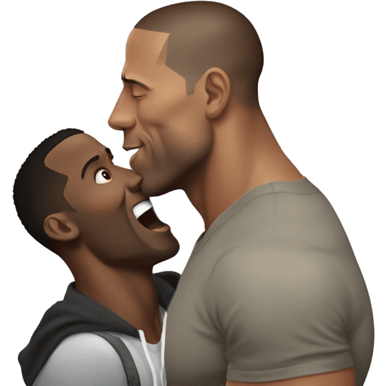 Dwayne Johnson kissing Kevin hart emoji