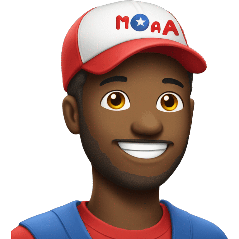 Normal smile face emoji wearing a MAGA hat emoji