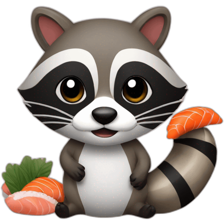 raccoon and sushi emoji