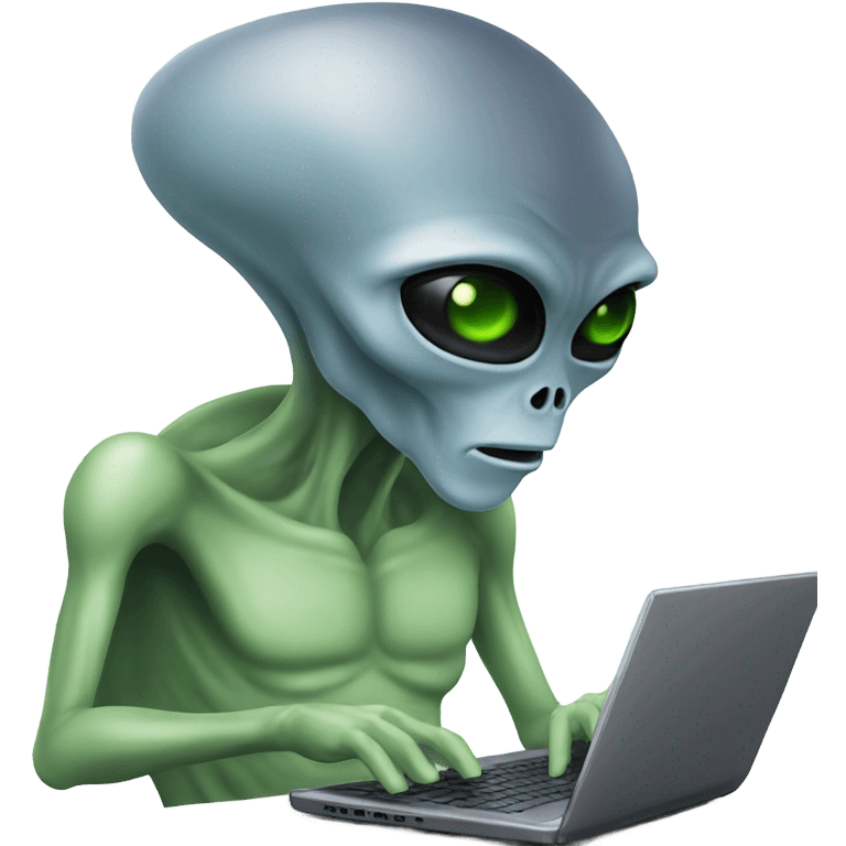 Alien typing on laptop emoji