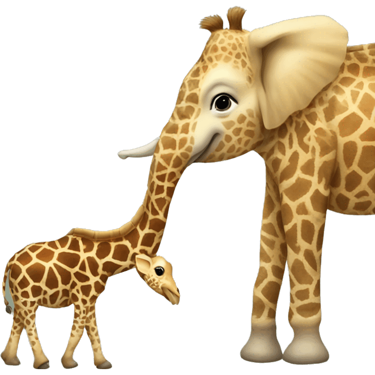 Giraffe and elephant holding hands emoji