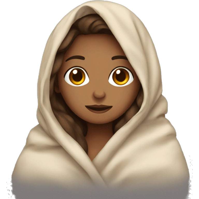 Brown hair girl in a blanket emoji