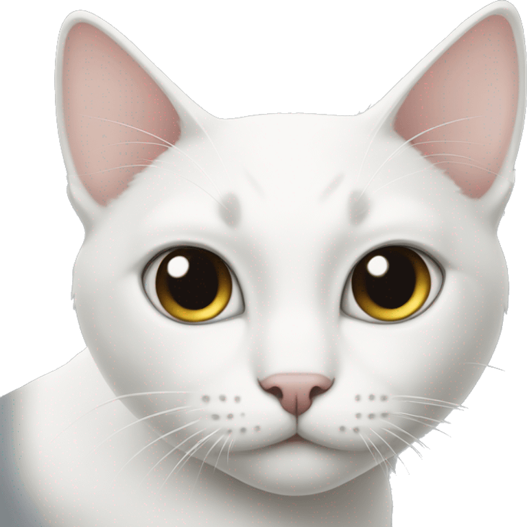 White cat with black tail emoji