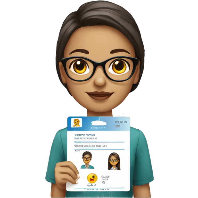 Girl with glasses and office id card emoji