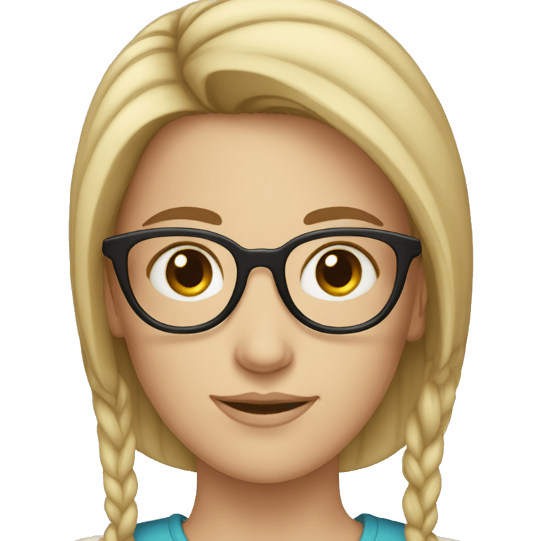 A white girl with small hair wearing glasses  emoji