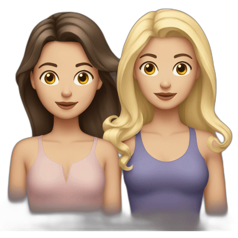 sisters one brunette and one blonde emoji