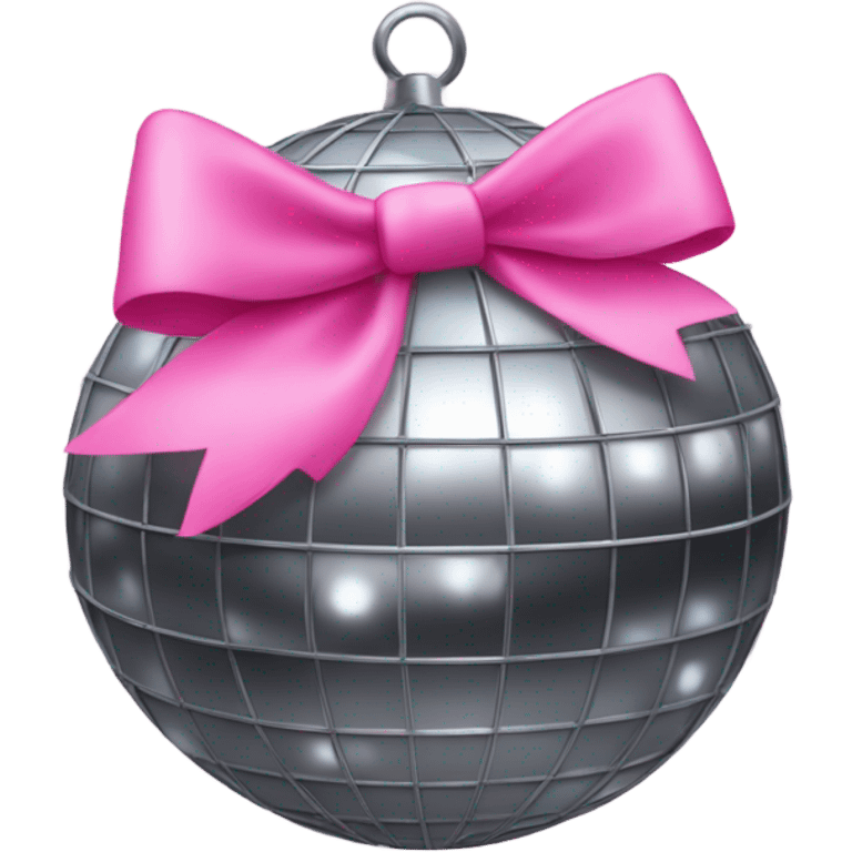 mirrorball with pink bow on top of it emoji