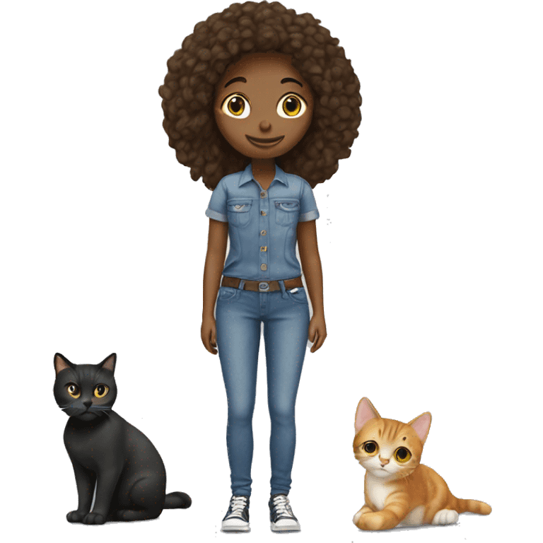 girl with cat in jeans emoji