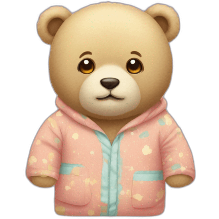 Un ours avec son petit portant des pyjamas polaire emoji