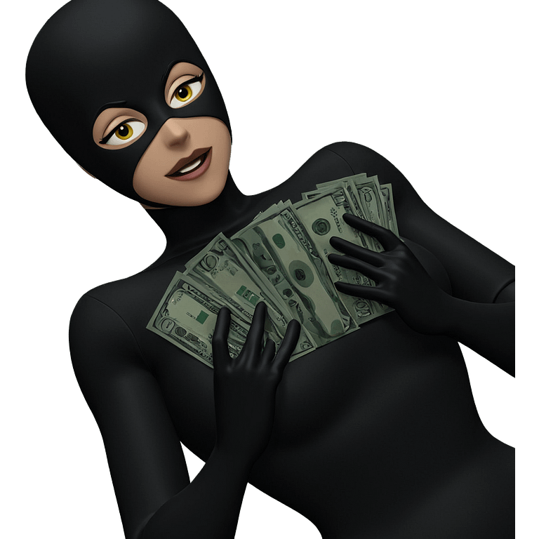 girl in bodysuit with money emoji