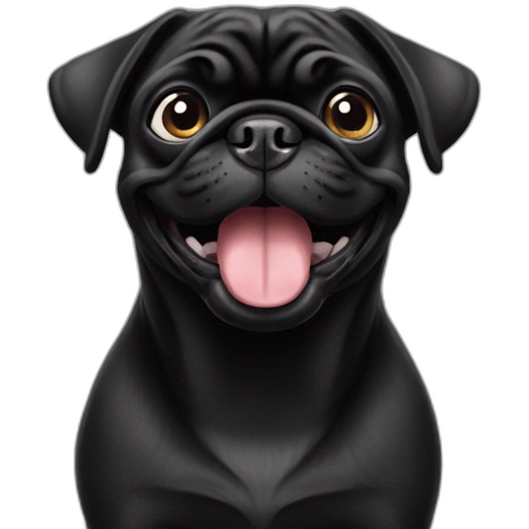 Black Pug smiling emoji