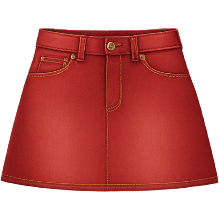 Realistic A-line high waisted red denim mini skirt, isolated emoji