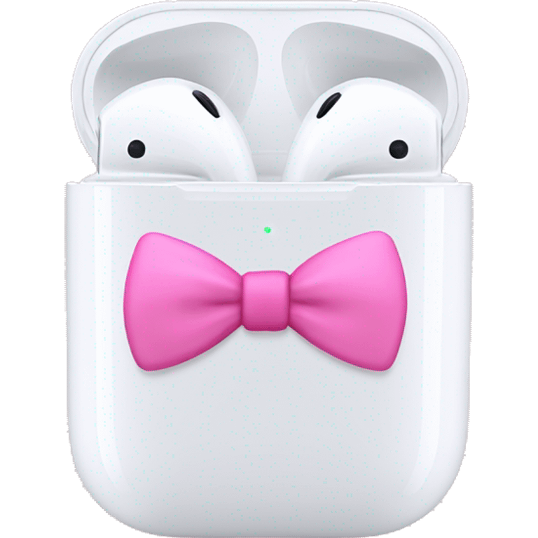 White AirPod maxes with pink bows emoji