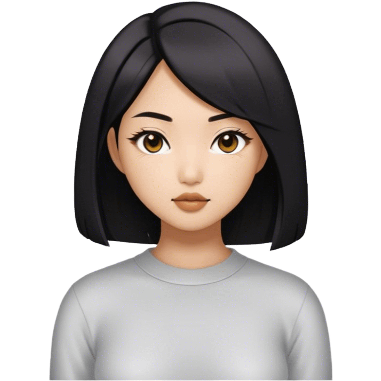 An Asian girl with a baddie style, middle-parted bob hair, and a sexy vibe. emoji