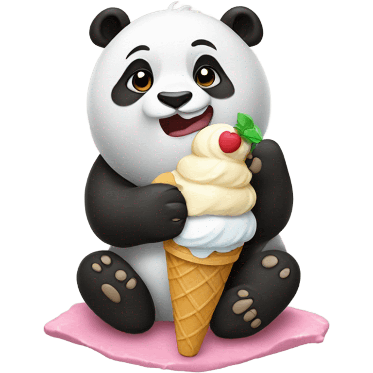 Panda eating ice cream emoji