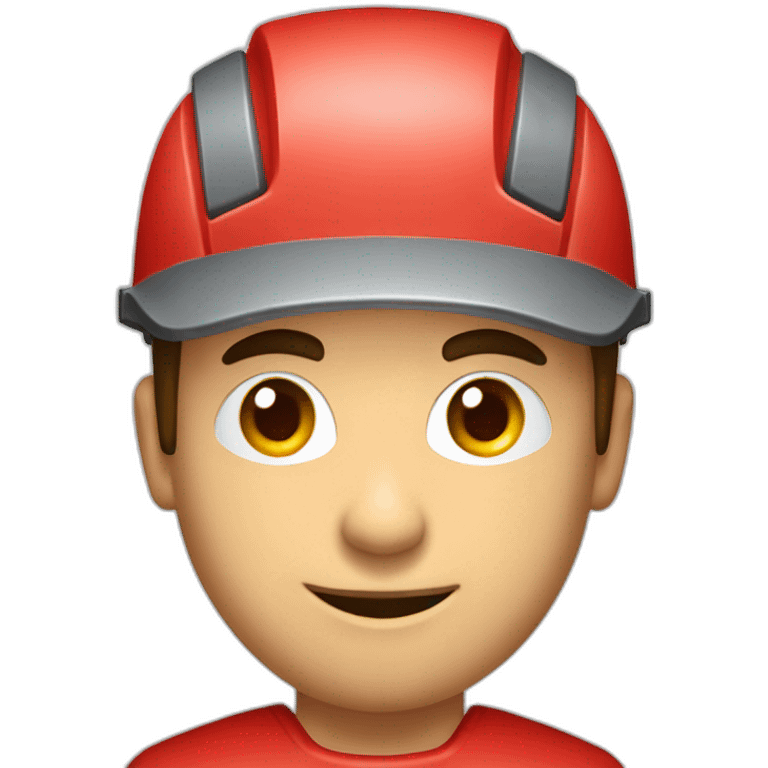 Industrial professional mechanical assembler working on the assembly of heavy machinery with a red outfit emoji