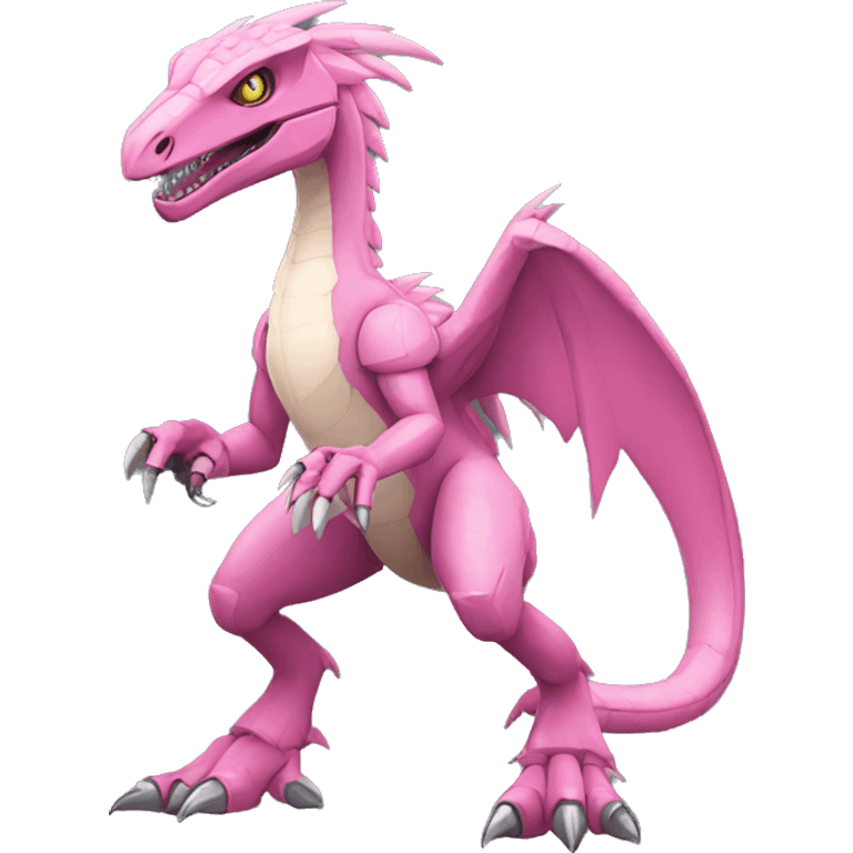  Edgy Pink Digimon-Fakemon-Velociraptor-Dragon-Mecha full body emoji