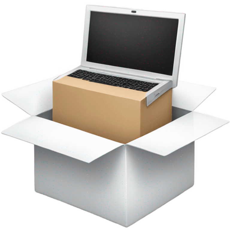 a white open box with the letters "SMM" visible and a laptop sticking out emoji