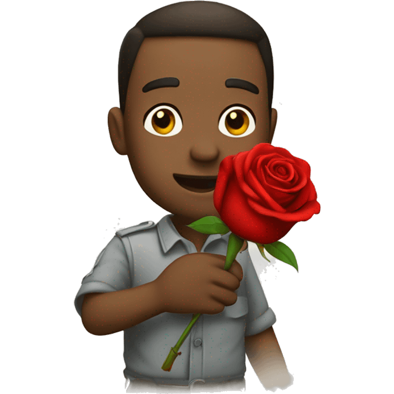 With a rose in him hand emoji