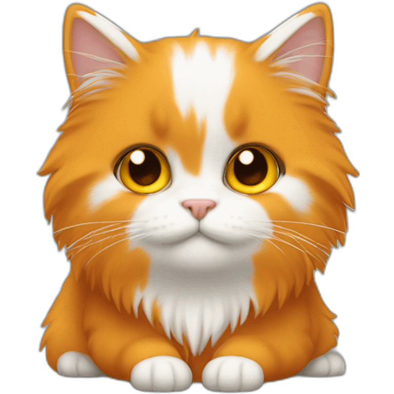 gato naranja con blanco de pelo peludo emoji