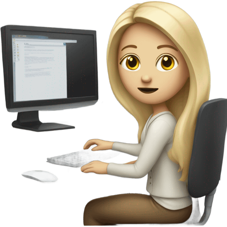 white skinned woman looking at her computer emoji