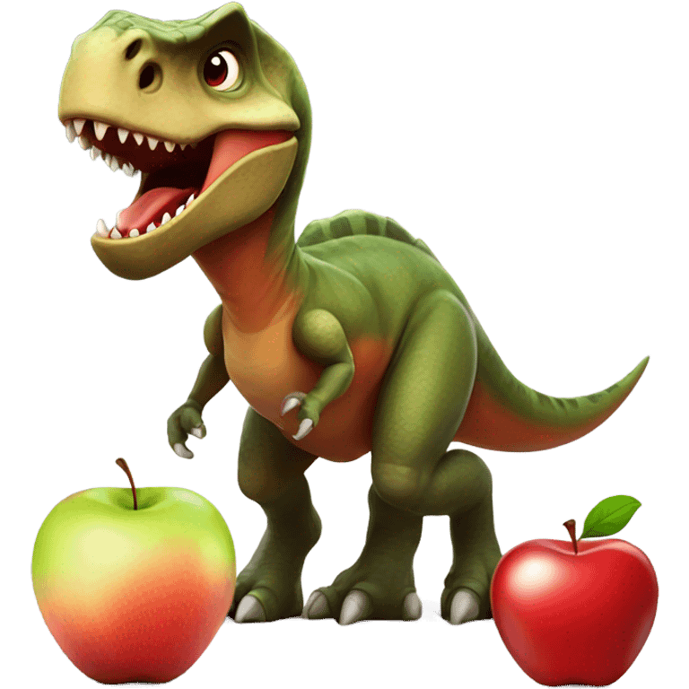 Dinosaur beside Apple emoji