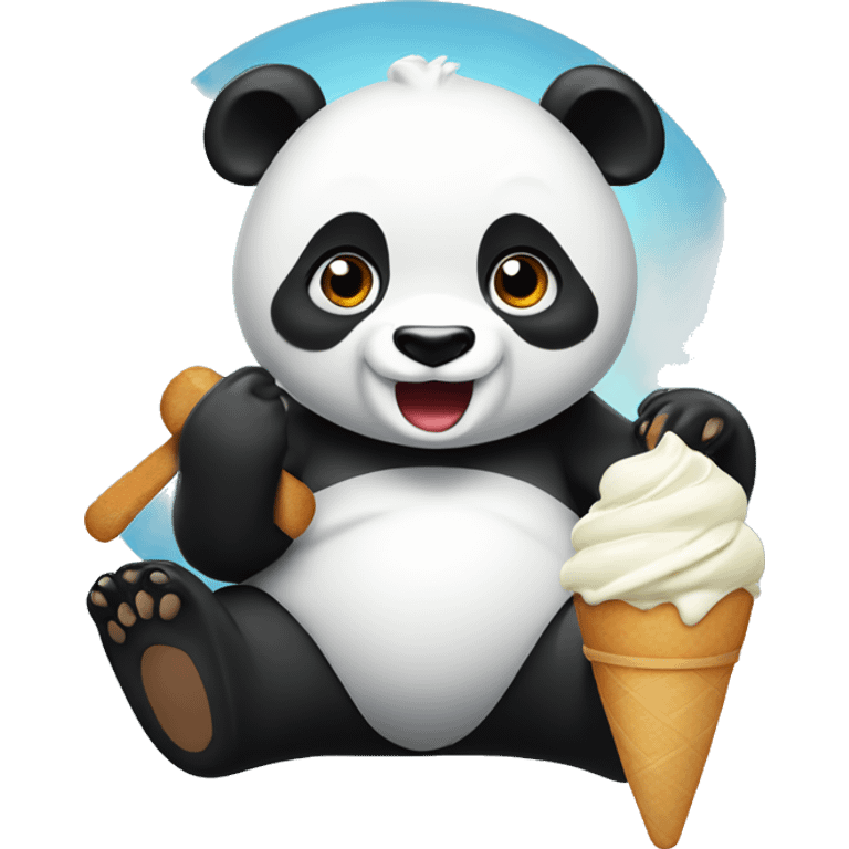 Um panda tomando sorvete emoji