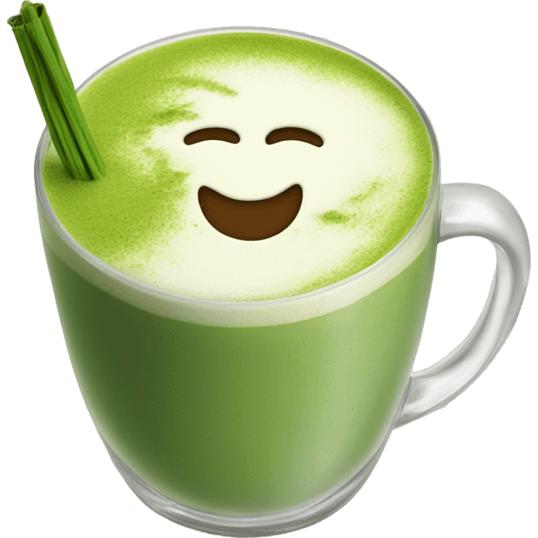 Matcha Latte im Glas mit Strohhalm emoji