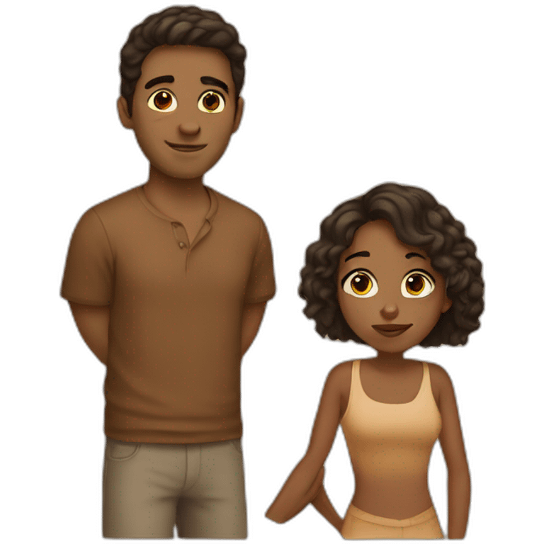 couple brown girl white guy emoji