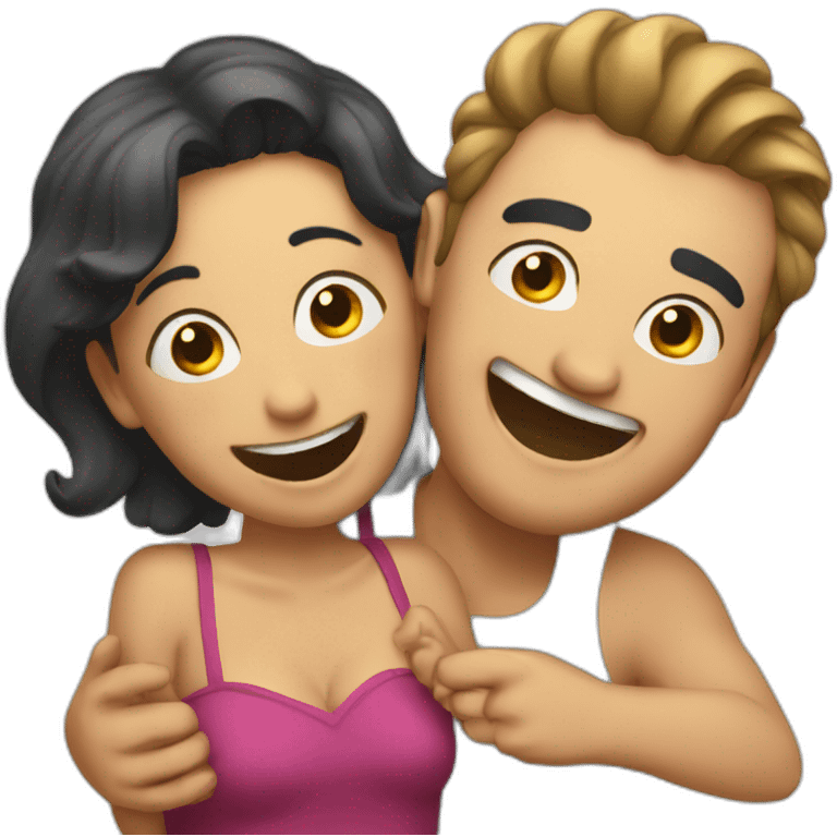 Man tickling woman emoji