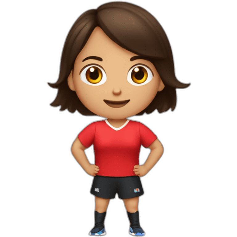 Une jeune fille brune habiller en rouge qui fait du handball emoji