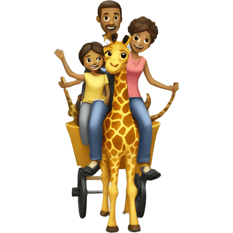 family riding giraffe emoji