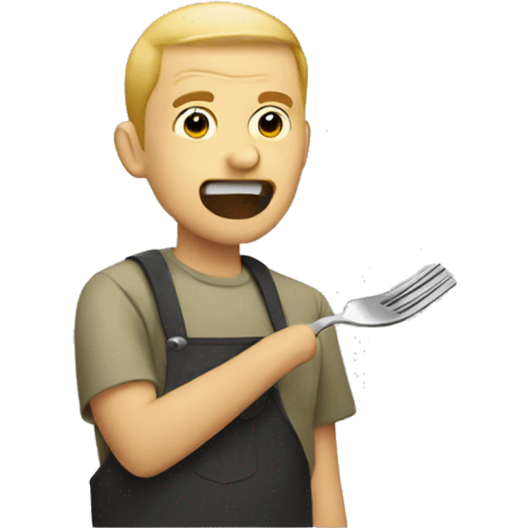 Man eating a fork emoji