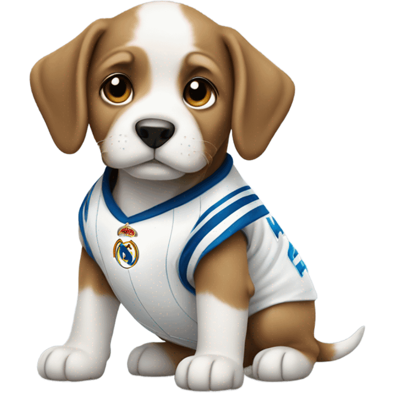 Dog puppy in Real Madrid jersey  emoji