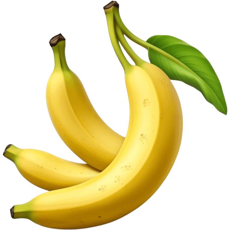 Cinematic Realistic Banana Emoji, Bright and cheerful, with a smooth, yellow peel slightly speckled with spots, revealing a soft, sweet interior. The banana is curved elegantly, standing out against the soft green leaves. Soft glowing outline, capturing the essence of tropical sweetness and energy in a ripe banana. emoji