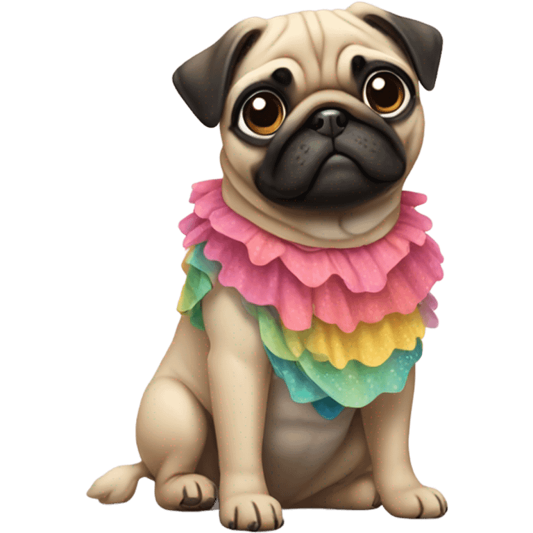 Pug with dress emoji