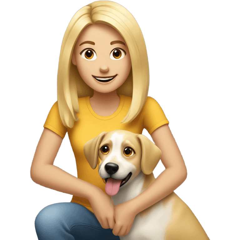 blonde girl with dog outside emoji