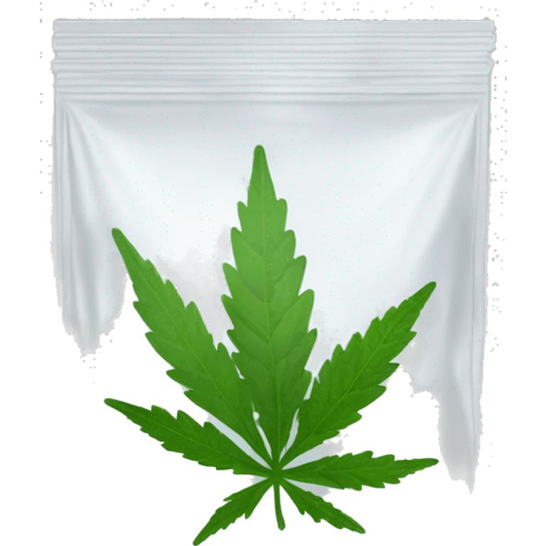 transparent ziplock bag with sativa strain inside emoji