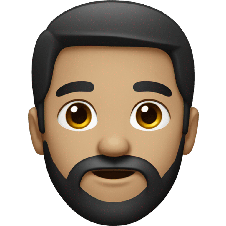 black haired with black beard, brown/dark eyes small nose   emoji