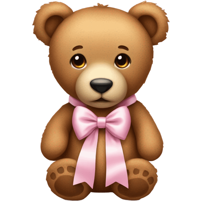 Teddy bear with light pink bow  emoji